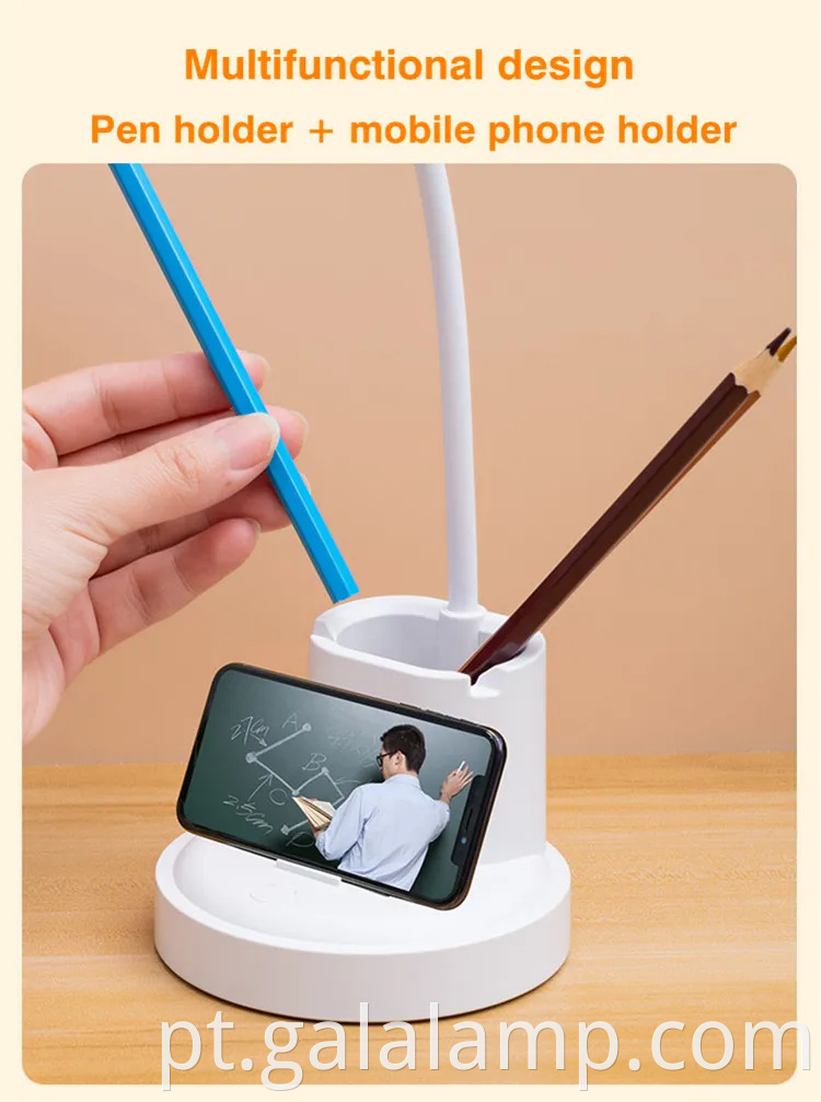 Lâmpada de mesa USB nórdica elegante de 360 graus com suporte para telefone